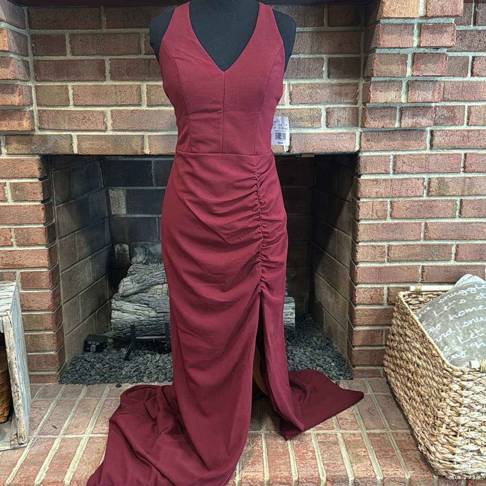 David's Bridal Wine Fitted Dress